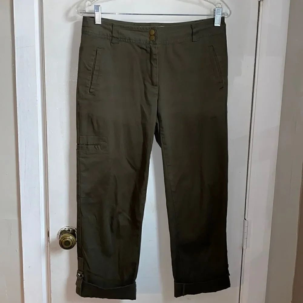 ELLIOT LAUREN Olive Green Cuff Crop Pant-8
